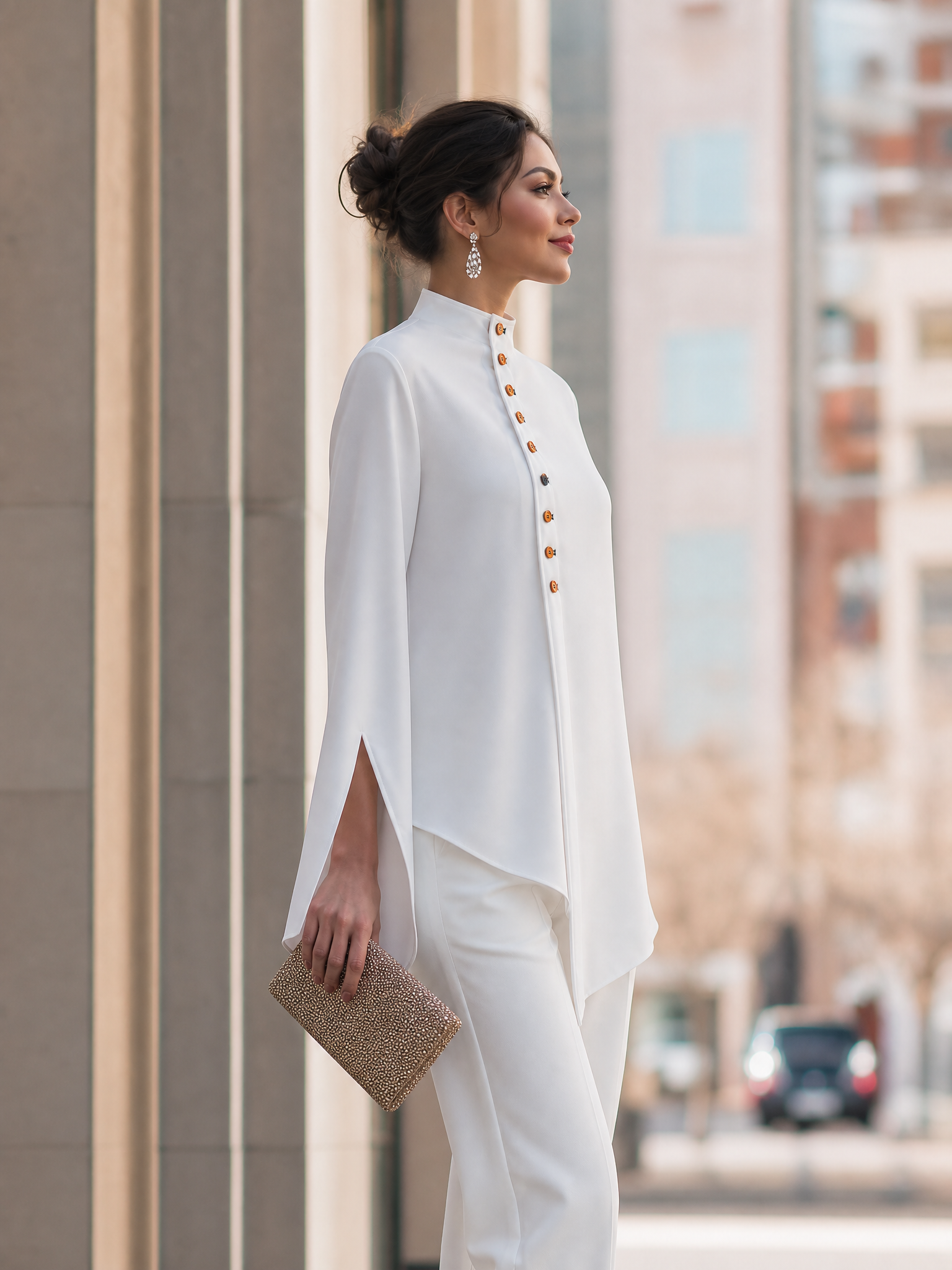 Candela Asymmetric Button Blouse