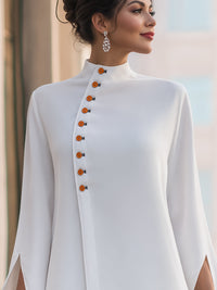 Candela Asymmetric Button Blouse