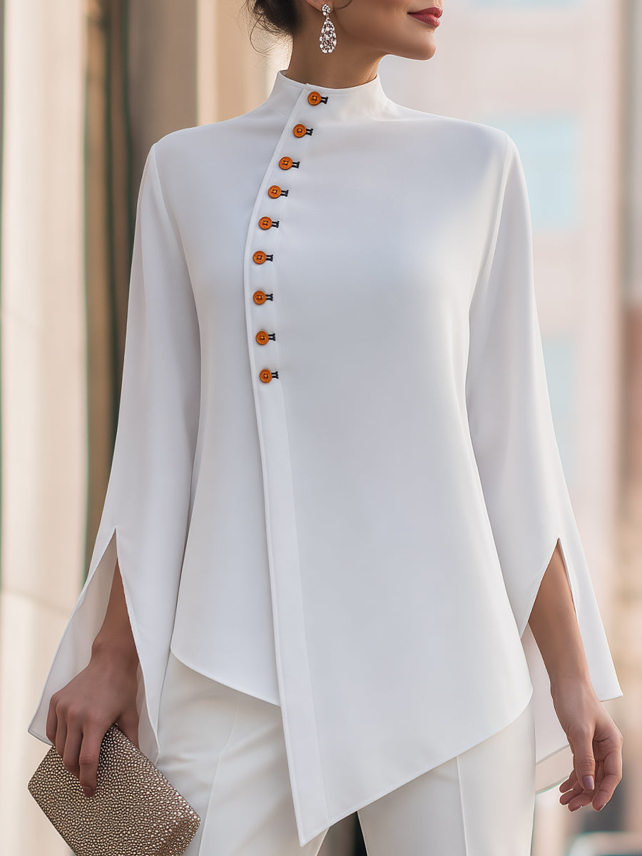 Candela Asymmetric Button Blouse