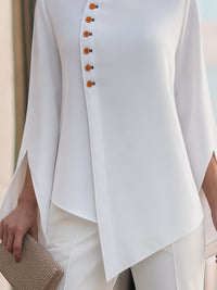 Candela Asymmetric Button Blouse