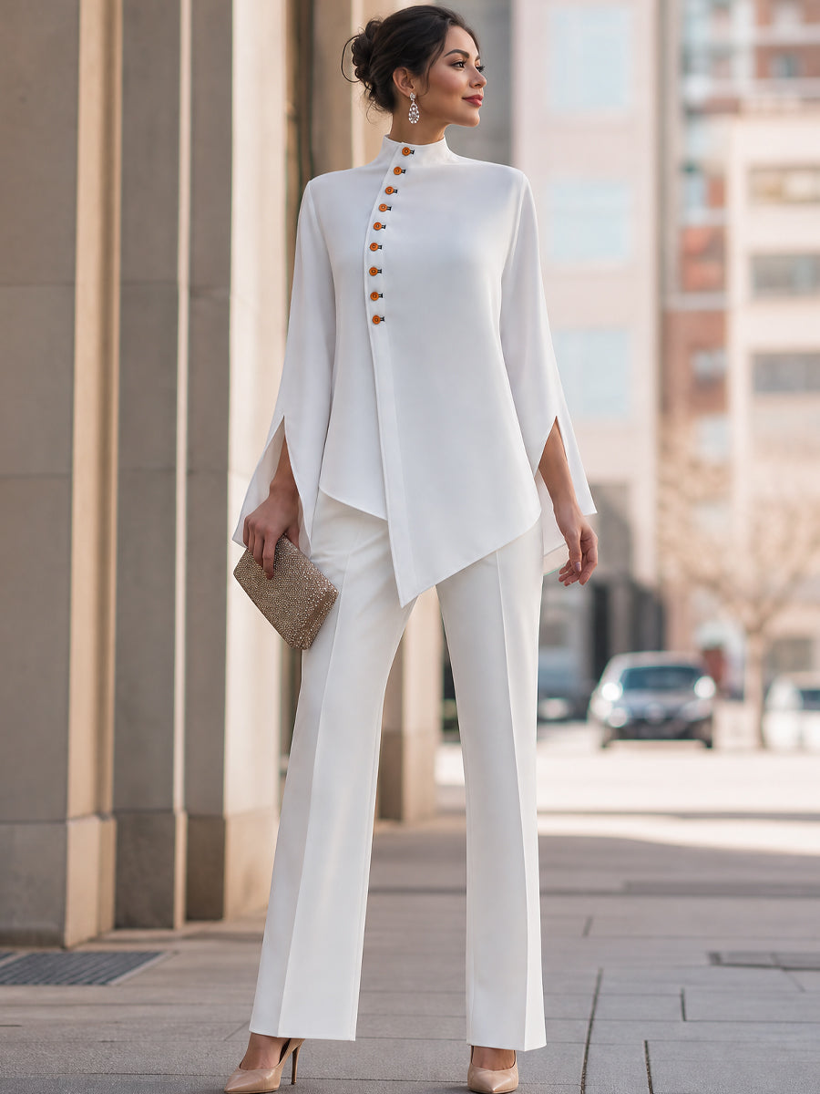 Candela Asymmetric Button Blouse_7