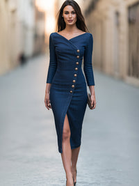 Fenella Denim Wrap Midi Dress