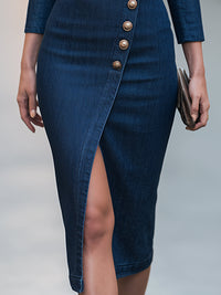 Fenella Denim Wrap Midi Dress
