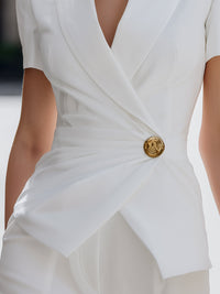 Blodwen Wrap V-Neck Tailored Top