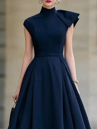 Hermione Pleated Cape Sleeve Midi Dress