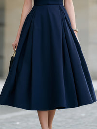 Hermione Pleated Cape Sleeve Midi Dress
