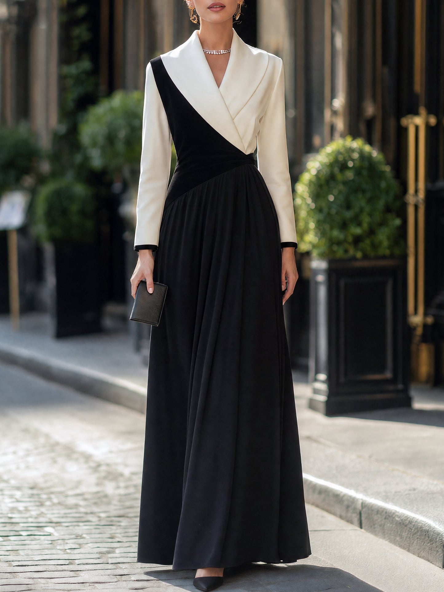 Lettice Color Block Long Sleeve Maxi Dress_1