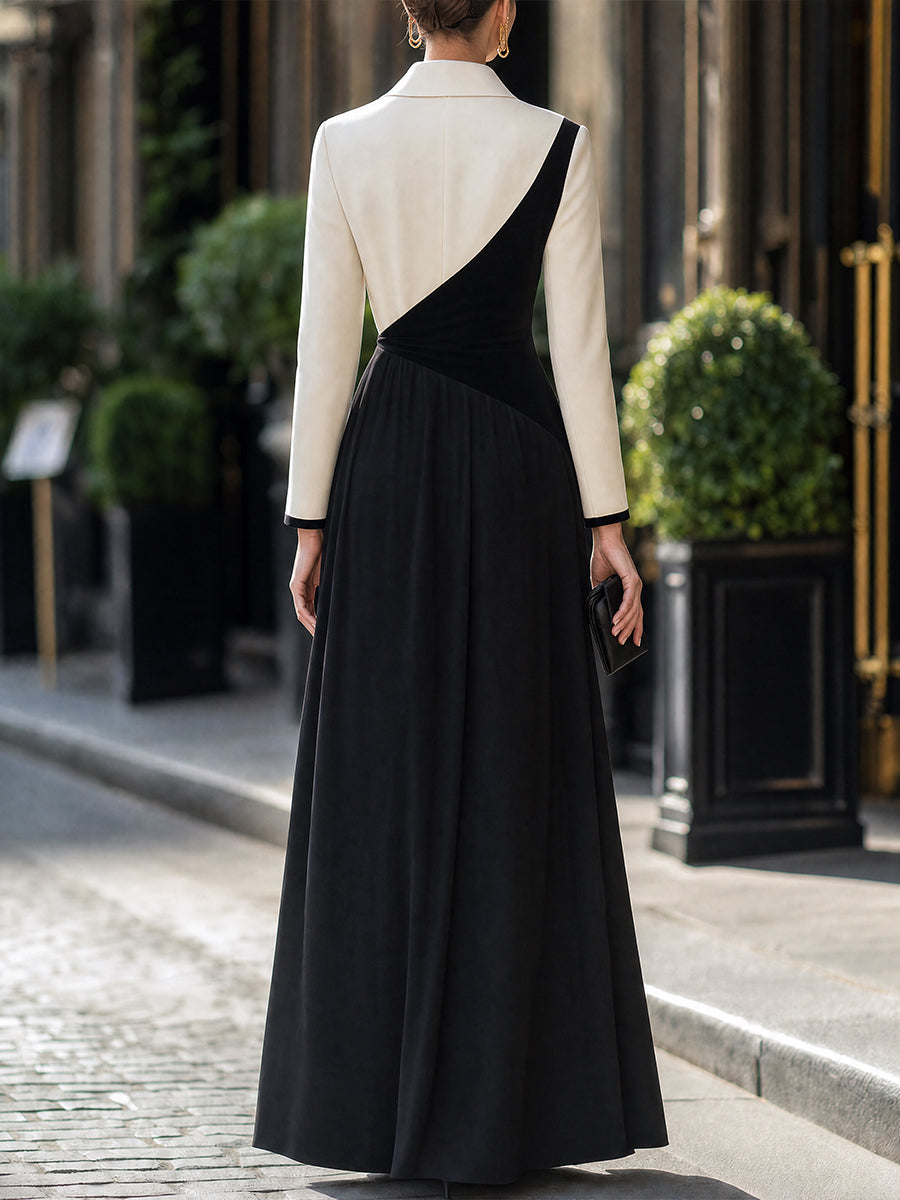 Lettice Color Block Long Sleeve Maxi Dress