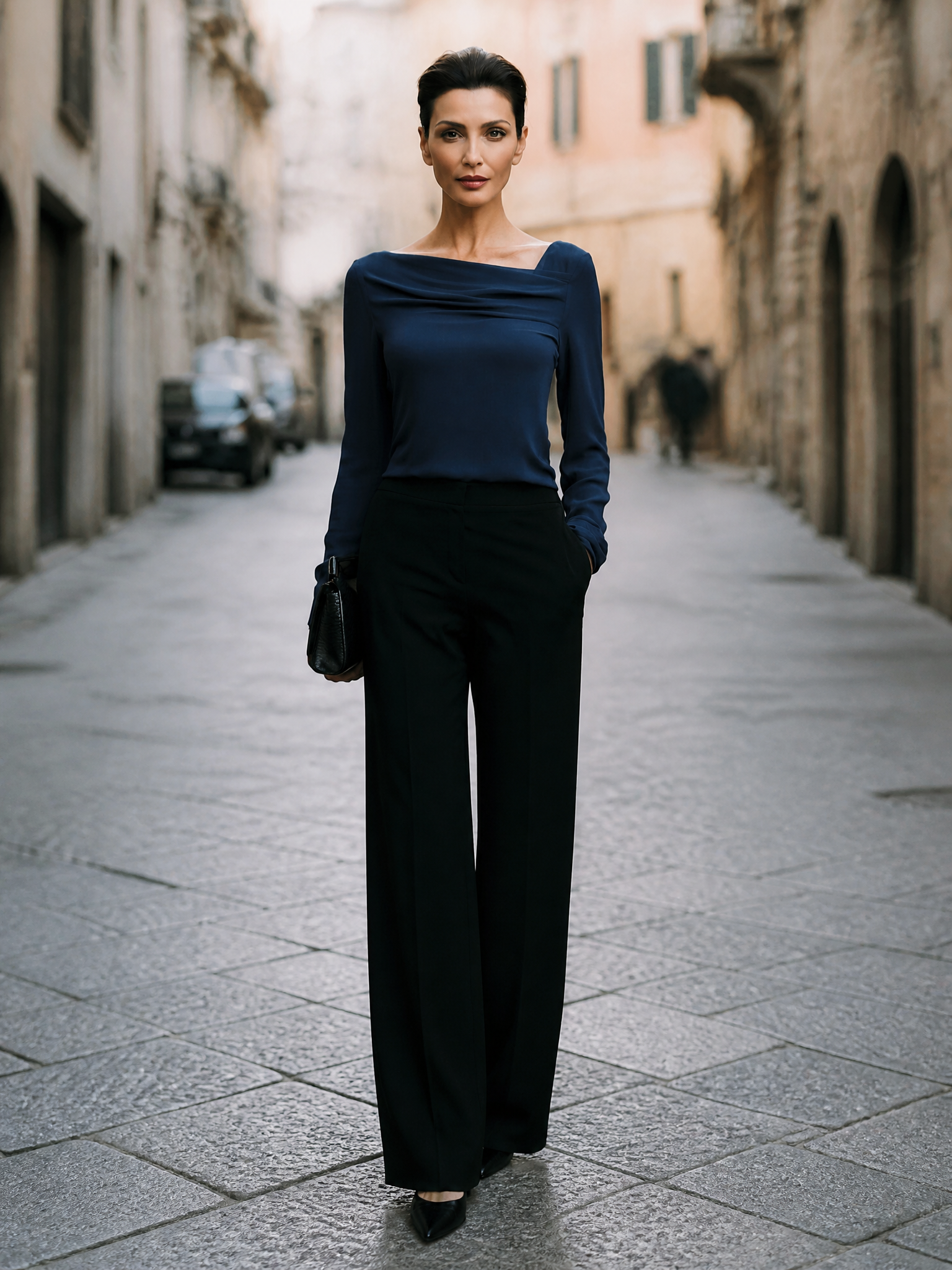 Kizzy Draped Boat Neck Blouse