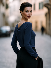 Kizzy Draped Boat Neck Blouse
