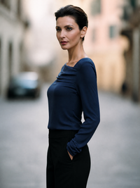 Kizzy Draped Boat Neck Blouse