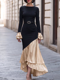 Juniper Color Block Pleated Maxi Dress