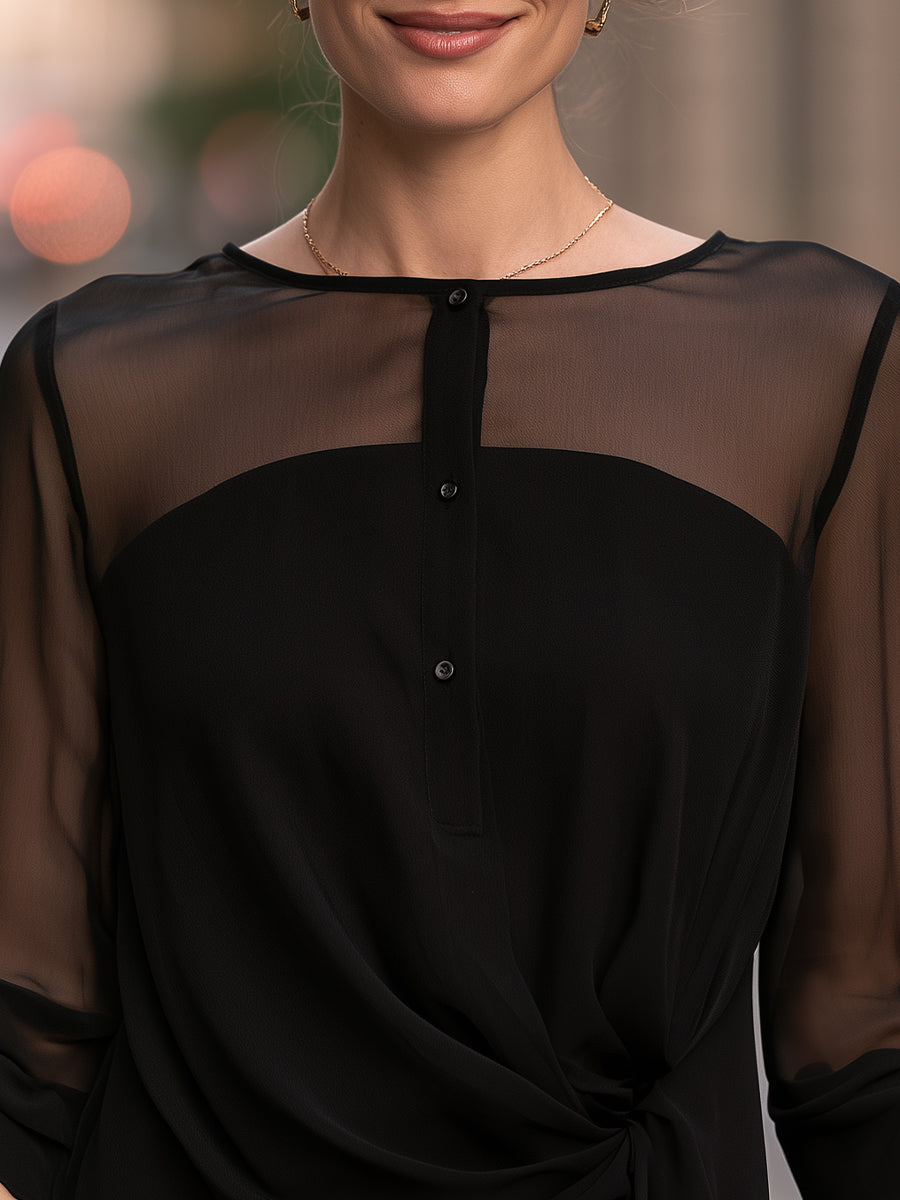 Christabel Chiffon Front Knot Blouse_4