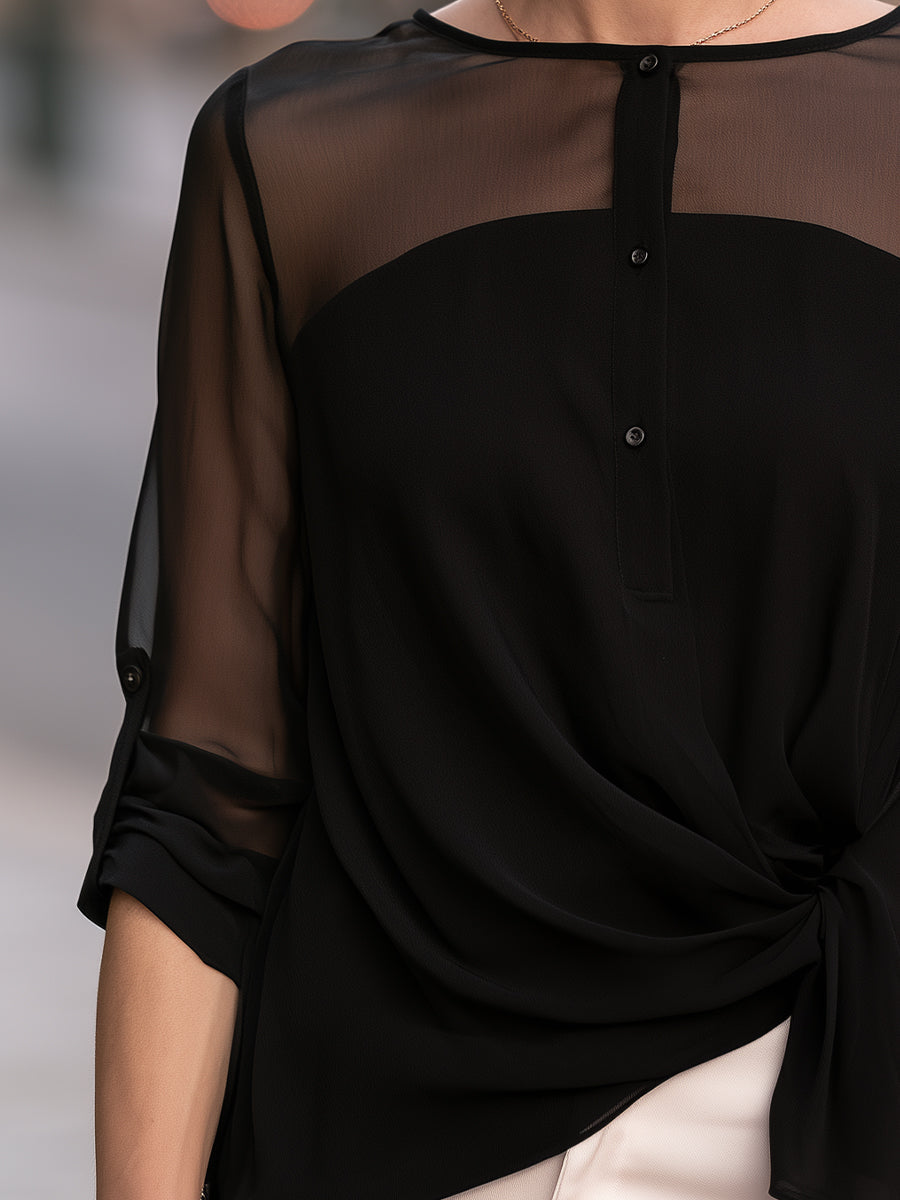 Christabel Chiffon Front Knot Blouse