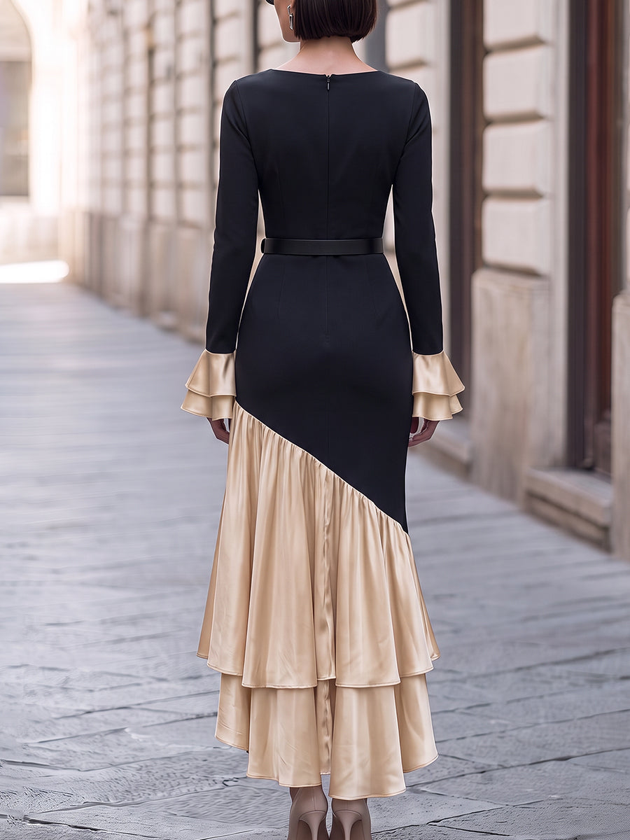 Juniper Color Block Pleated Maxi Dress