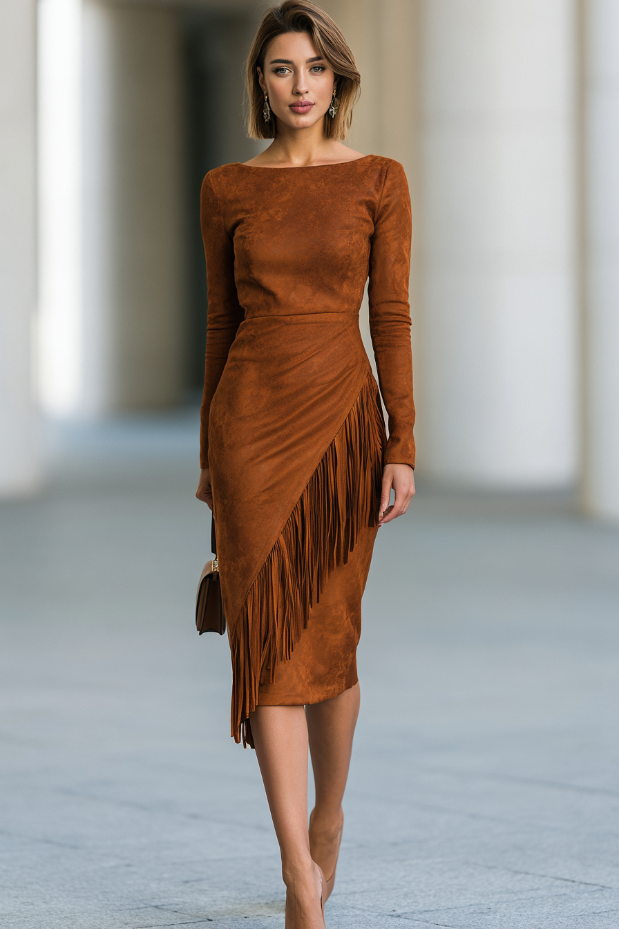 Nerys Faux Suede Fringe Midi Dress_2