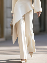 Nolwen Knit Peplum Top and Wide Leg Pants Set