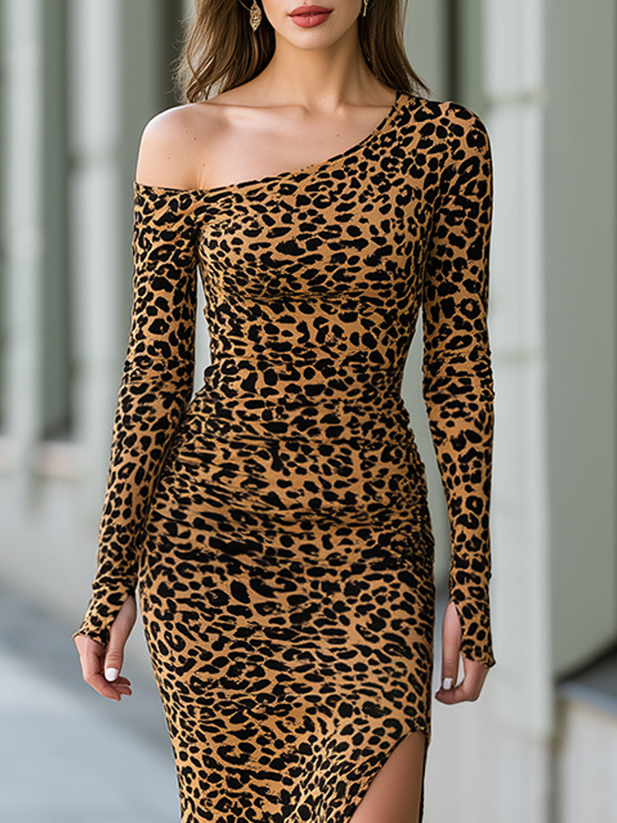 Caterina Leopard Print One Shoulder Maxi Dress_3