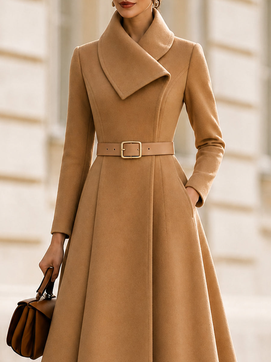 Iria Belted Wool Blend Coat Dress