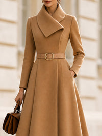 Iria Belted Wool Blend Coat Dress
