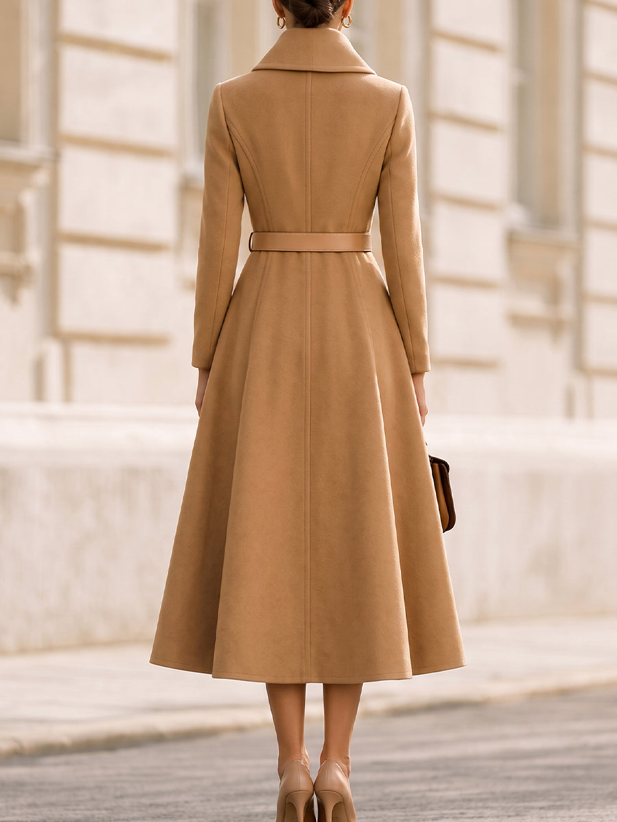 Iria Belted Wool Blend Coat Dress