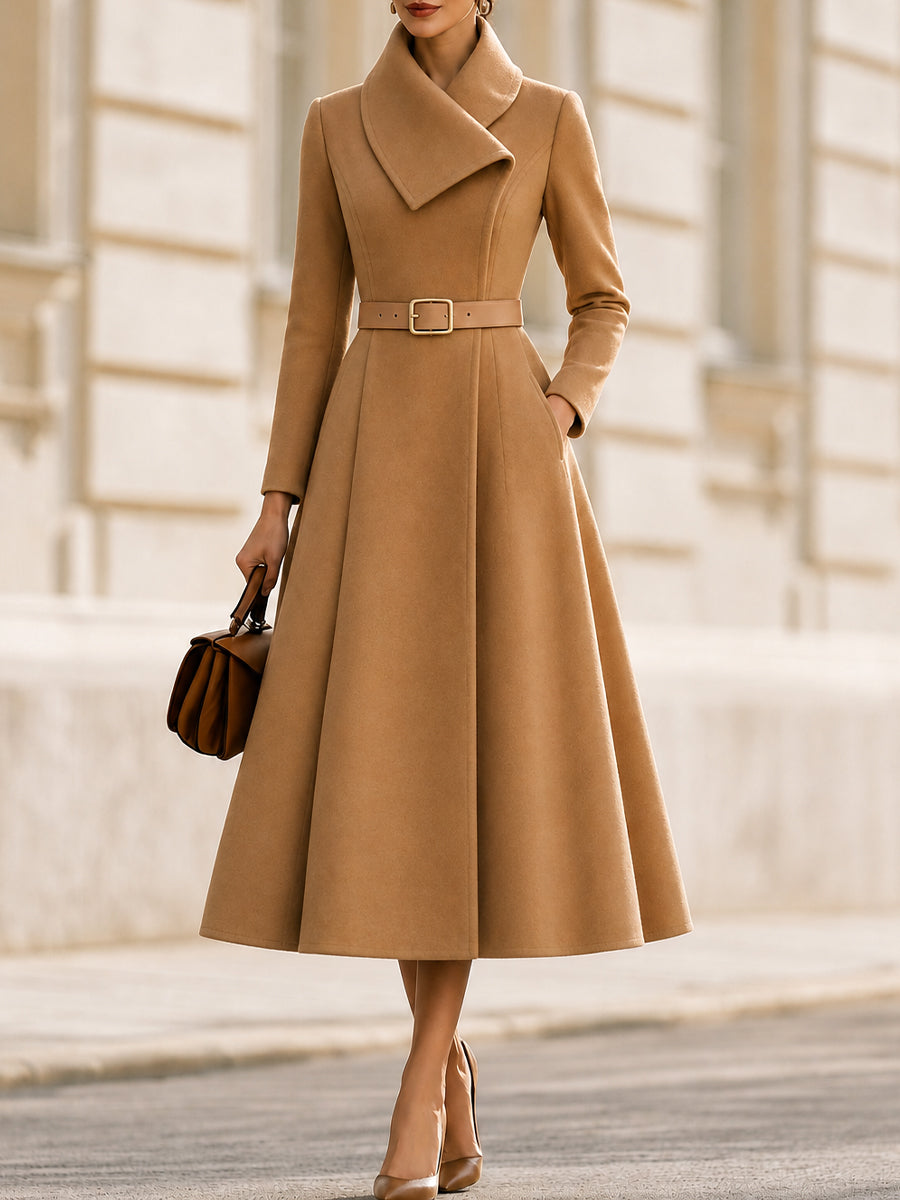 Iria Belted Wool Blend Coat Dress