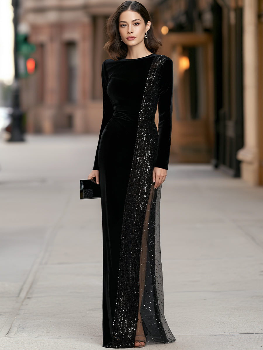 Ginevra Sequin Velvet Maxi Dress