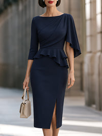 Iolanthe Peplum Wedding Guest Midi Dress