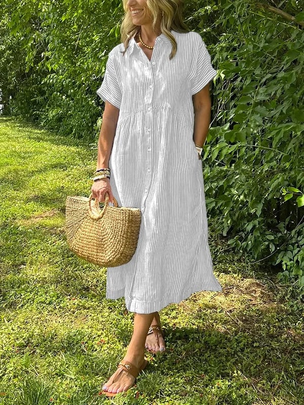 Chloe Striped Relaxed Button-Up Blouse