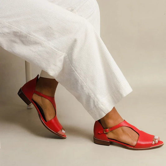 Jordan Open-Toe Flat Sandals Everyday Comfort Red