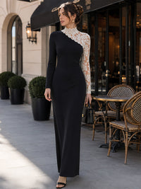 Berthe Lace Evening Maxi Dress