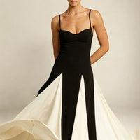 Carwen Contrast Panel Sweetheart Maxi Dress