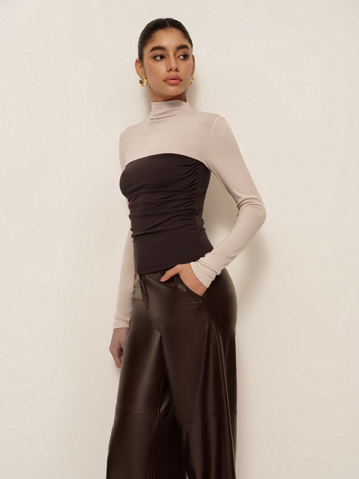 Kestrel Mock Neck Color Block Top_5