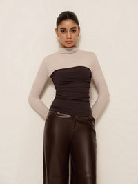Kestrel Mock Neck Color Block Top