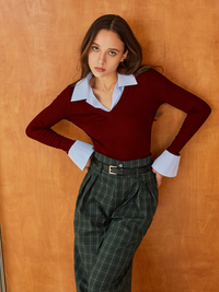 Mavis Cotton Layered Collar Polo Top
