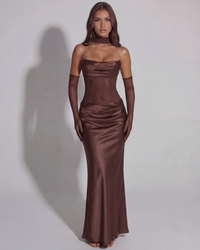 Aubrey Satin Cowl Neck Maxi Dress