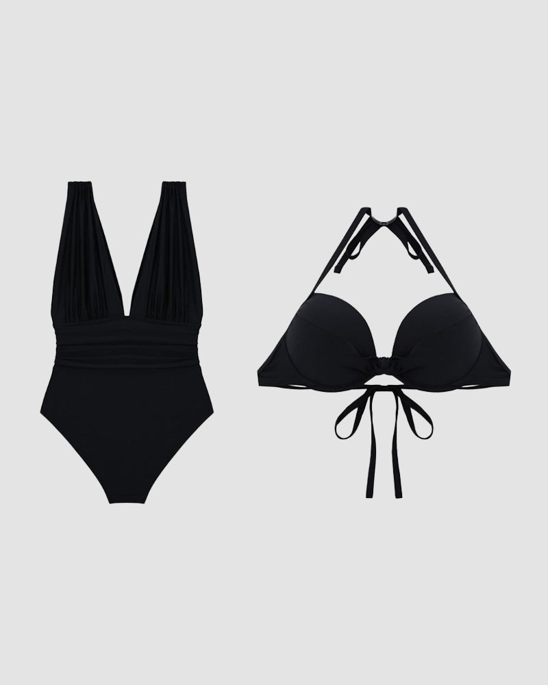 Natalia Reed Deep V-Neck Sculpting One Piece Swimsuit