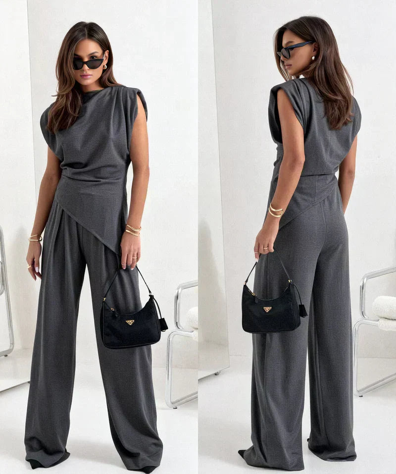 Brittany Douglas Asymmetrical Wide Leg Co-ord Two-Piece Set