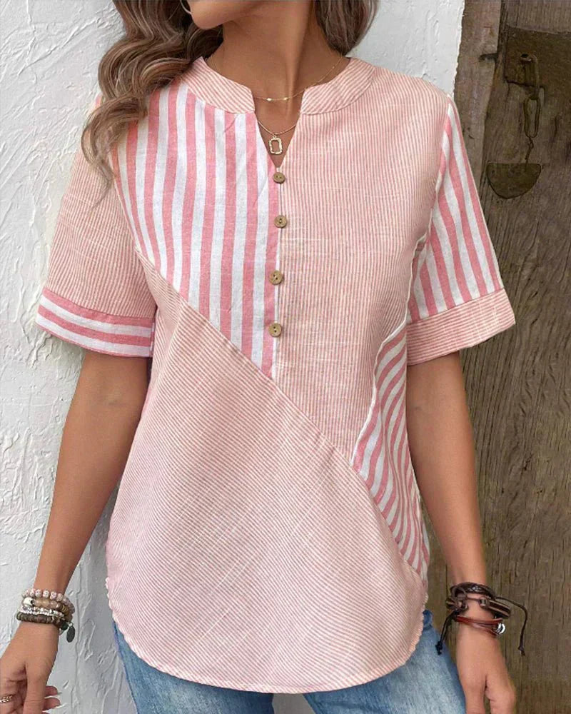 Veronica Hayes Striped Relaxed Breathable Blouse