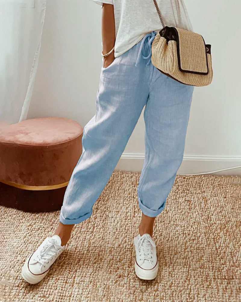 Gabrielle Davis Wide-Leg Waistband Relaxed Fit Trousers