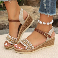 Madison Boho Woven Wedge Sandals Summer Cushioned