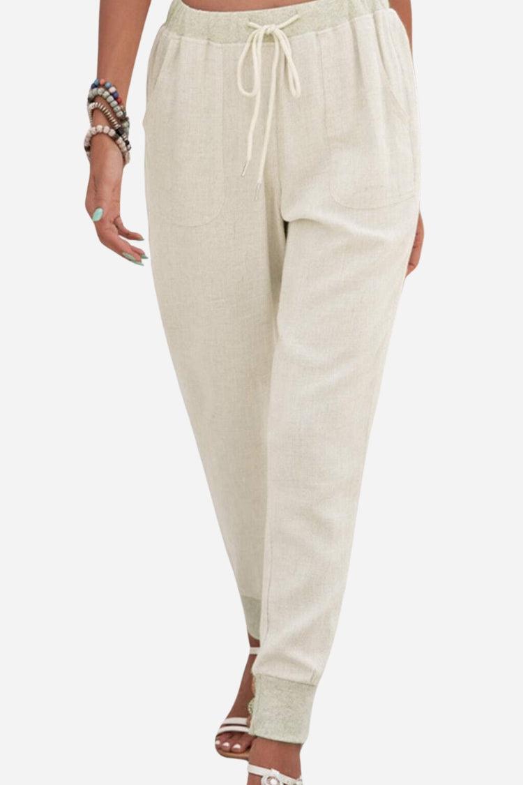 Megan Drawstring Elastic Ankle Casual Pants