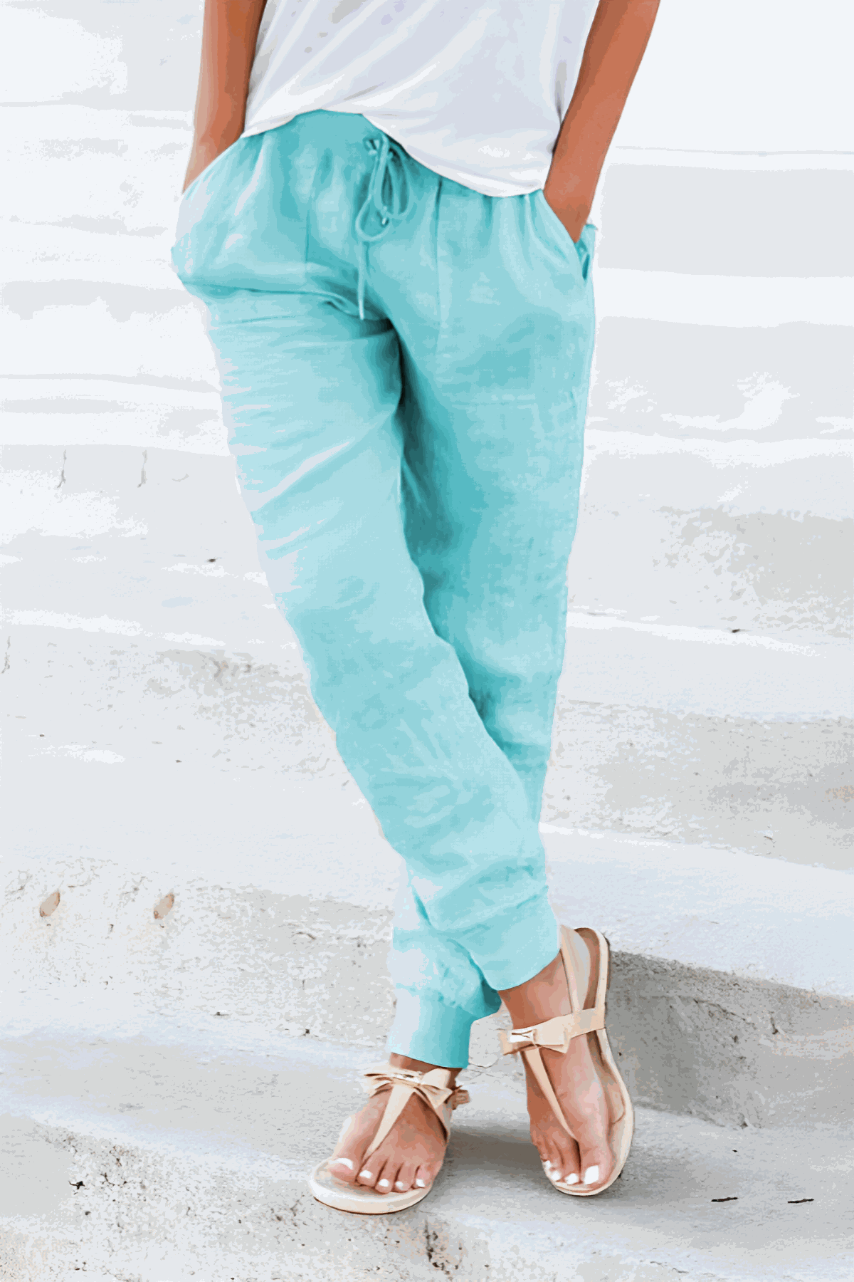 Megan Drawstring Elastic Ankle Casual Pants