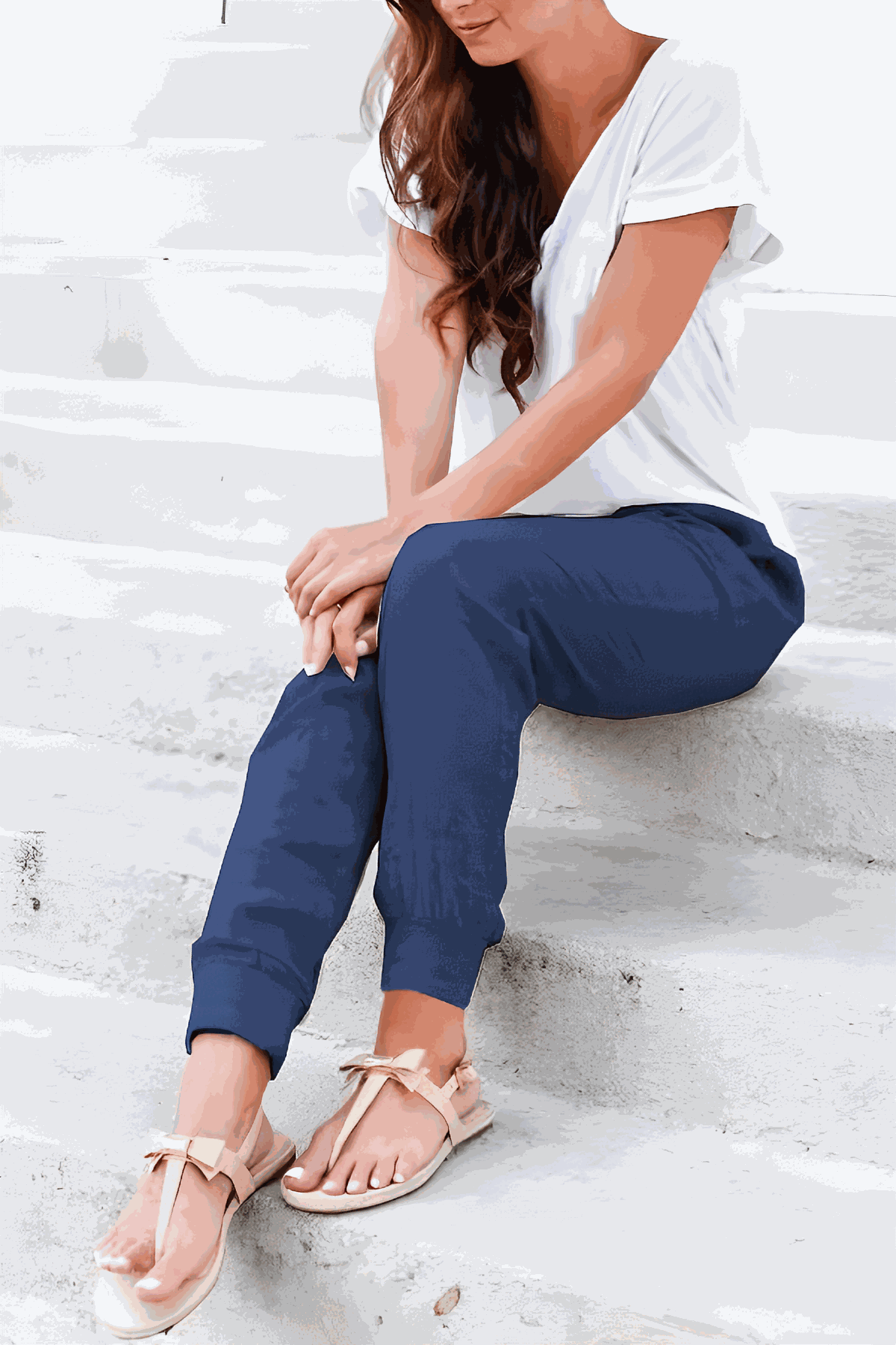 Megan Drawstring Elastic Ankle Casual Pants