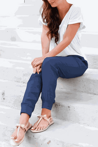 Megan Drawstring Elastic Ankle Casual Pants