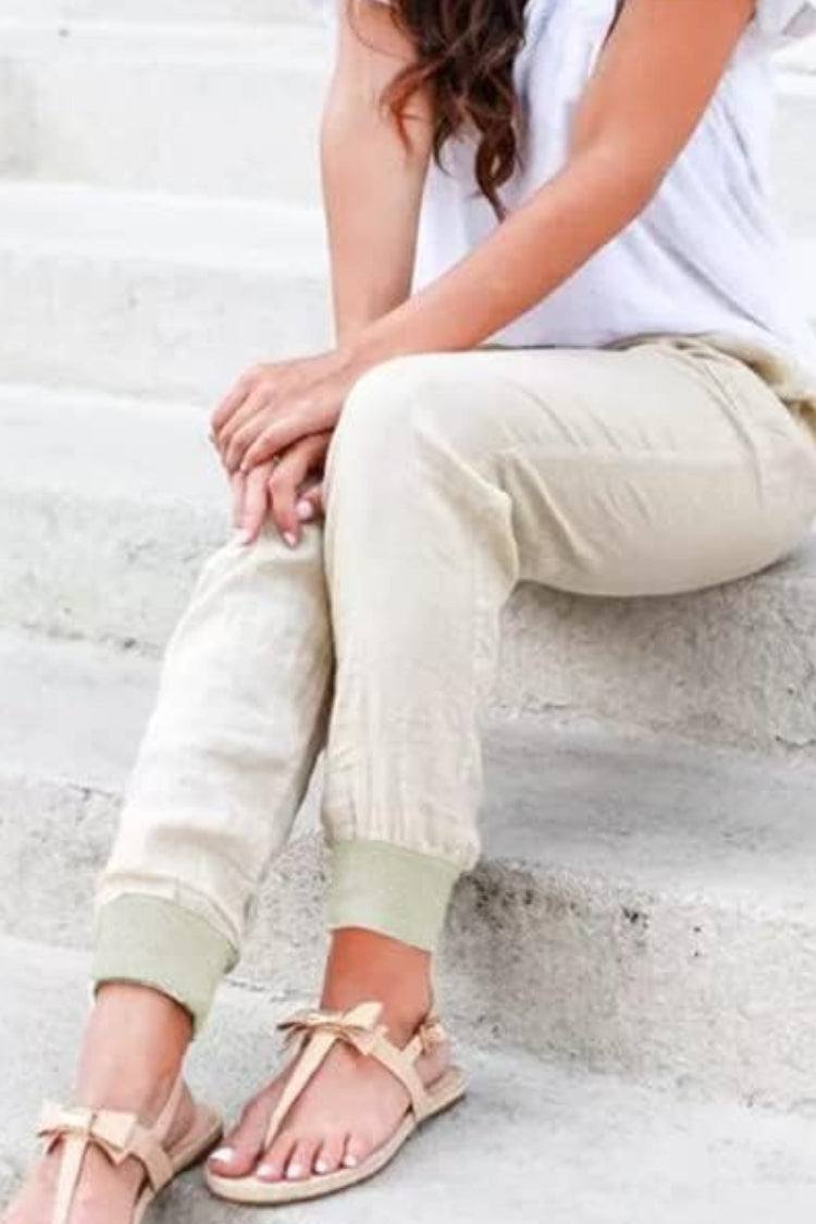 Megan Drawstring Elastic Ankle Casual Pants