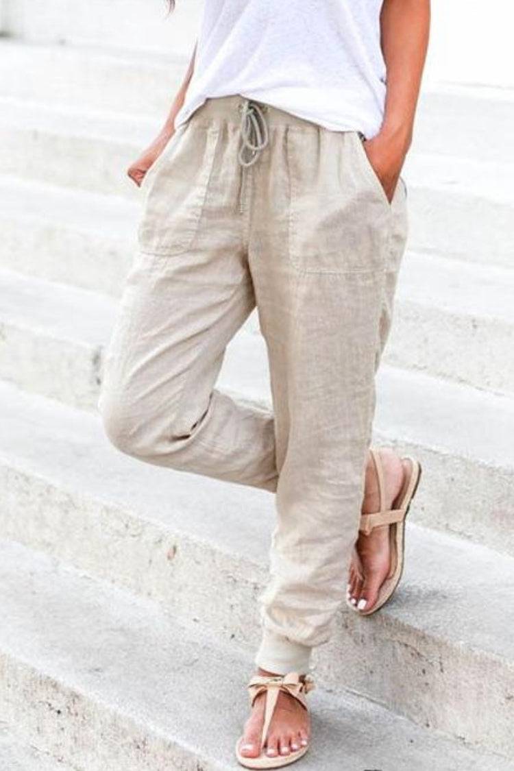 Megan Drawstring Elastic Ankle Casual Pants