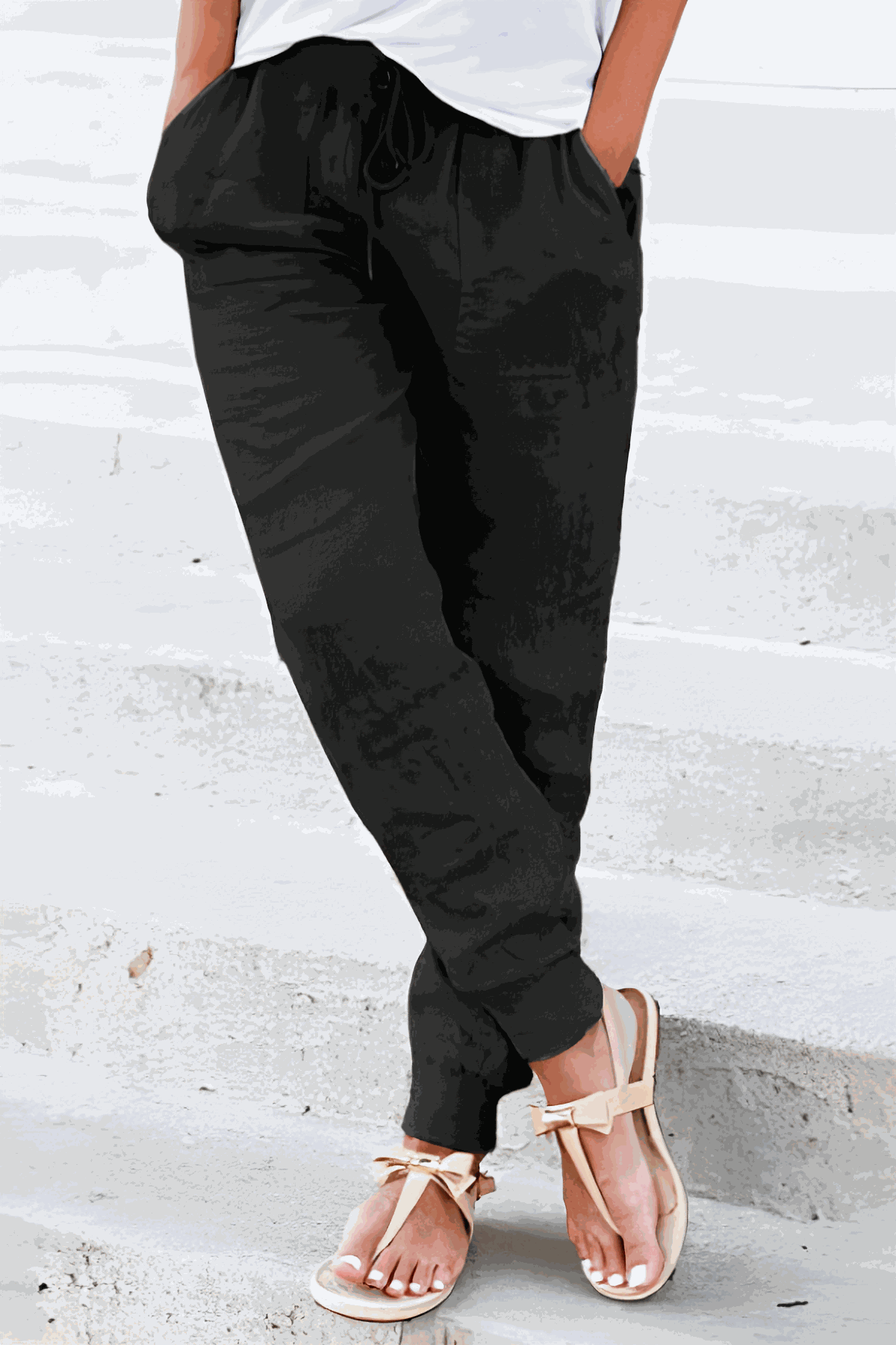 Megan Drawstring Elastic Ankle Casual Pants