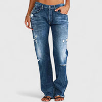 Zara Wide-Leg Flare Distressed Denim Jeans