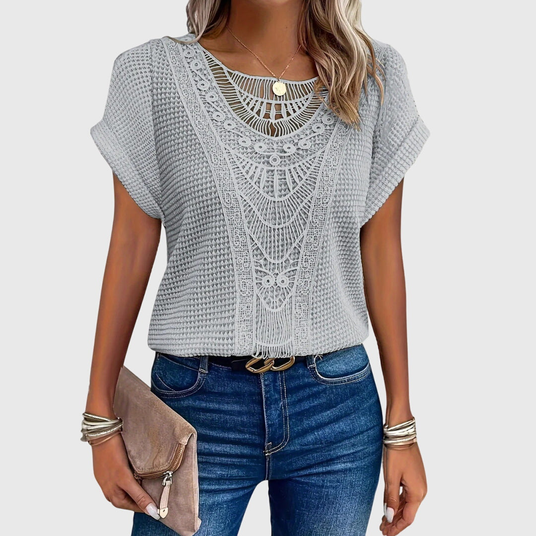 Francesca Reed Lace Trim Breathable Relaxed Blouse